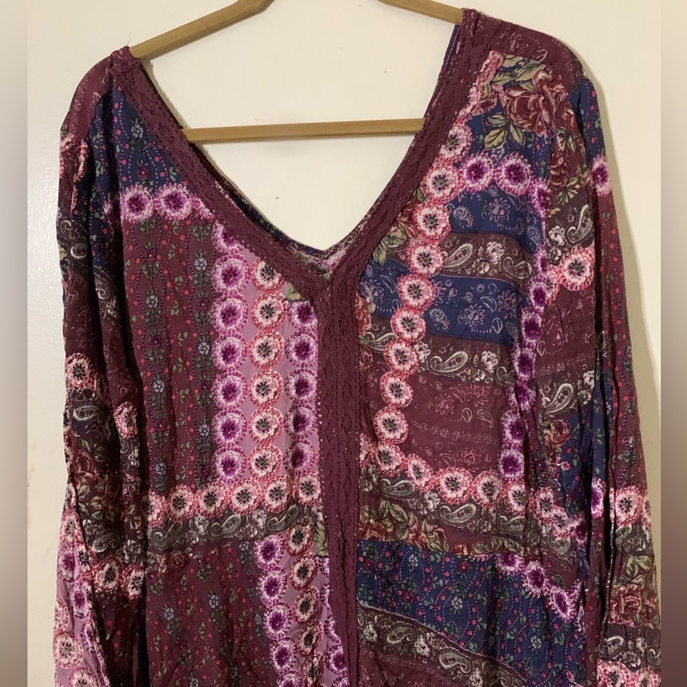NOGLASTIC BURGUNDY BOHO DRESS L